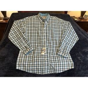 NWT Cinch Men Sz M Teal Plaid Long Sleeve Button Up Western Casual Shirt
